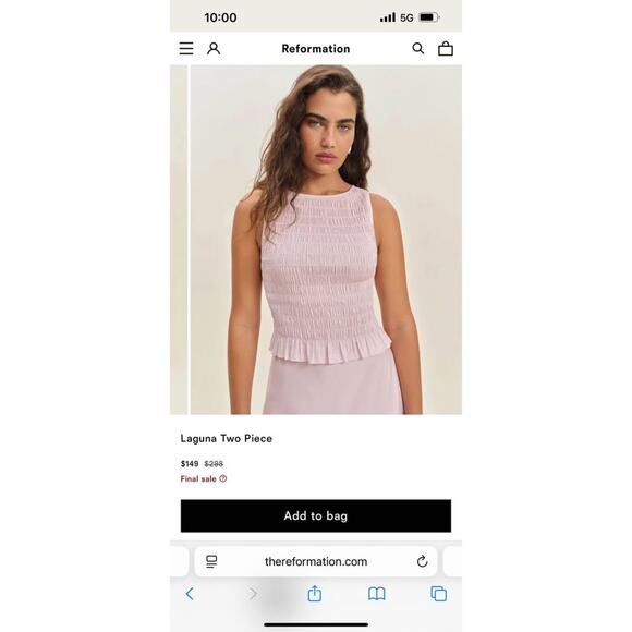 Reformation Laguna two pieces Set Pink size 4 - Picture 4 of 9